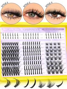 GROINNEYA 4 Styles Mixed Tray Individual Lashes Manga Eyelash Clusters With Bottom Lash Clusters To DIY Voluminous 5D Faux Mink Lashes Fuzzy Lash Tip Single Cluster Eyelashes For Extension,Winged End Eye Elongated,Suitable For Daily And Date,Featival - C - View 17