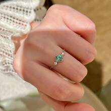 CIREY 1pc Galaxy Nest Mint Mambo Paraiba Color Ring, High-End Starry Sky Bird Nest Cut Pink Diamond Expandable Chain Women's Ring - Galaxy Telescopic Ring - View 4