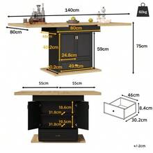 Extendable Dining Table - Wooden Table From 110 To 140 Cm For Kitchen And Dining Room - Seats 6 - Dimensions: 110 X 80 X 75 Cm - For Patio And Living Room - 自然色 - 查看 5