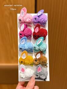 10 buah Jepit Rambut Kelinci Lucu Warna-warni - MultiWarna - View 2
