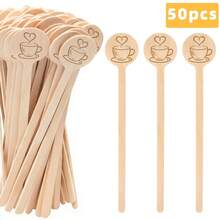 50pcs Disposable Stir Sticks - 15cm Round Head, Wooden Coffee Stirrers Easy To Grip, Suitable For Cold And Hot Beverages - For Coffee, Milk Powder, Honey, Tea, Cocktails - Multicolor - View 6
