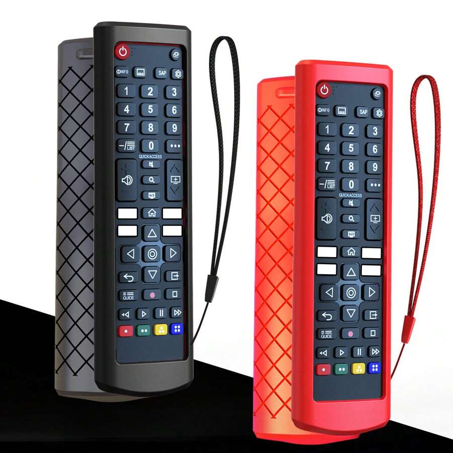 2 Pcs Silicone Protective Case Compatible With Smart TV Remotes (Official Models ABK73975701/11, ABK75095330, AGF76631042, ABK73975702, ABK74475401/33/5), Anti-Slip With Lanyard - 2 Protective Cases - View 1
