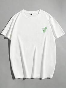 Kaos Pria Ukuran Besar Longgar Oversize "GIN TONIC Club" Motif Koktail Kasual Lengan Pendek | Pengerjaan yang Istimewa | Pakaian Musim Panas yang Wajib Dimiliki | Serbaguna & Mudah Dipadukan, Menampilkan Gaya Anda - Putih - View 6