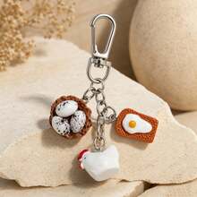 1pc Unisex Creative Healing Resin Hen Laying Egg Pendant Fried Egg Keychain Personalized Bag & Key Charm - Multicolor - View 11