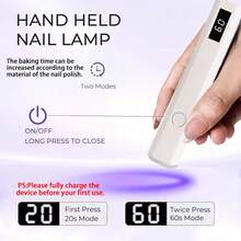 HYUNDAI Portable Mini Nail Dryer, Rechargeable Handheld Nail Lamp, UV/LED Nail Dryer With Digital Display, Fast Nail Drying Light, Suitable For Daily Outdoor Use - White - View 5