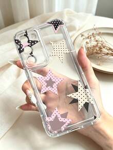 Coque transparente imprimée avec motif dalmatien rose noir à pois et étoiles, compatible avec iPhone 13 15 16 17pro 17 14 17 17pro Max & compatible avec Samsung Galaxy/A54 A14 A15 S23 S24 S24ultra S25 A07 A17 S26 A57 - Multicolore - Voir 2