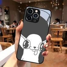 スマホケース - かわいいい子犬が舌を出してるデザインは、 17、17Air、17Pro、17Promax、16、16Plus、16Pro、16Promax、15、15Plus、15Pro、15Promax、14、14Plus、14Pro、14Promax、13、13Pro、13Promax、12、12Pro、12Promax、11、11Proに適しています。 - ブラック - チェックする 4