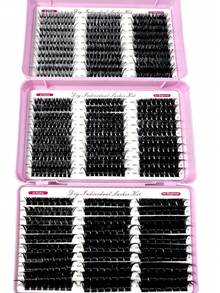 Large Capacity Eyelash Book, Fluffy Cluster Lashes 30D-2000D, Thickened & Lengthened 10-18mm, Voluminous Cluster Eyelash Extensions 780pcs, Fine Single Lashes D Curl, Waterproof, Soft False Eyelashes For DIY Home Use - D - 查看 3