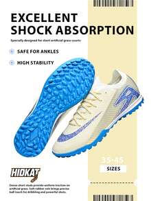 Hidkat Shoes, Adult Football Boots, All-Weather Wear-Resistant, Dense Small Rubber Studs, Breathable Sweat-Wicking Upper, Shock-Absorbing Sole, Suitable For Synthetic Turf Training Matches, Amateur Male And Female Football Players - Champagne - View 2