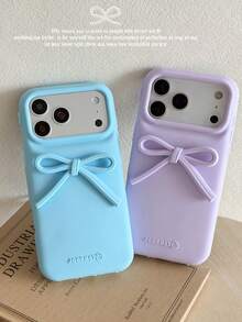 Lolla 1pc Fresh Bowknot Lanyard Anti-Drop Silicone Phone Case Compatible With IPhone 15 Pro Max/16/16 Pro/16 Pro Max/17/17 Pro/17 Pro Max - Multicolor - View 3