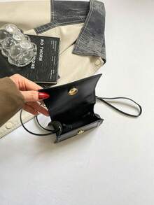 Mini Small Solid Color Ruffle Flap Crossbody Handbag For Women - Black - View 6