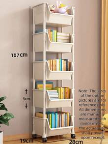 1pc Multi-Layer Open-Top Movable Bookshelf Storage Rack, Gap-Filling Simple Floor-Standing Dust-Proof Organizer For Children's Toys And Books, Suitable For Home, Bedroom, Study, Balcony, Housewarming Gift, Home Decor, Daily Essential - White - View 12