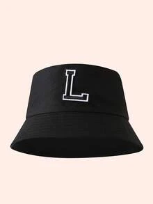 1件 A-Z字母刺繡漁夫帽，輕量防曬帽，適合男孩女孩戶外活動 - 黑標-黑色漁夫帽 - 查看 41