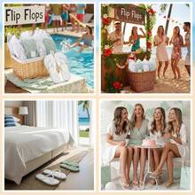 Unittype - 48 pares de chanclas a granel para invitados de boda, hotel, con tarjetas de tamaño y bolsas para boda, playa y piscina - Blanco, verde claro - Ver 7