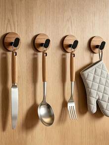 1pc No-Drill Heavy Duty Hanging Hook, Multi-Function Door Hanging Storage Rack, Suitable For Towels, Scarves, Keys, Hats, Applicable To Entryway, Bathroom And Bedroom, Modern Plastic Door Hook, Can Hang Clothes, Hats And Bags - Multicolor - View 3