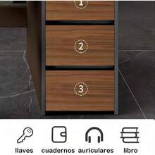 120CM Escritorio de Oficina Minimalista, Espacioso Escritorio para Computadora con 3 Cajones, Escritorio Minimalista con Patas de Mesa Reforzadas, Ideal para Estudio,Juegos y Trabajo (Marrón) - Marrón - Ver 4