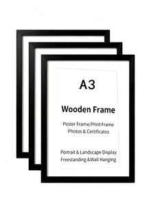 1件/3件裝黑色木製相框，30x40cm/A3/A4多尺寸相框，適用於藝術裝飾相框，可放置於桌面或掛牆展示，不含相片紙 - 黑色相框 - 查看 9