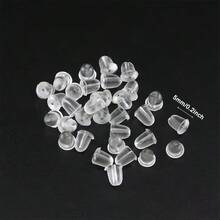 50/100pcs Earring Backs With Caps, 5mm Soft Stopper Earring Backs For Women, Fashion Earring Accessories, Suitable For Teardrop Earrings, Piercing Repair And Transparent Ear Plugs, Anti-Drop Anti-Slip Comfortable Invisible Ear Stoppers, Universal Earring Fixing Accessories, Suitable For DIY Handmade And Daily Wear Replacement, Cross-Border Hot-Selling Transparent Earring Backs, Secure Fit And Not Easy To Fall Off - Transparent - View 4