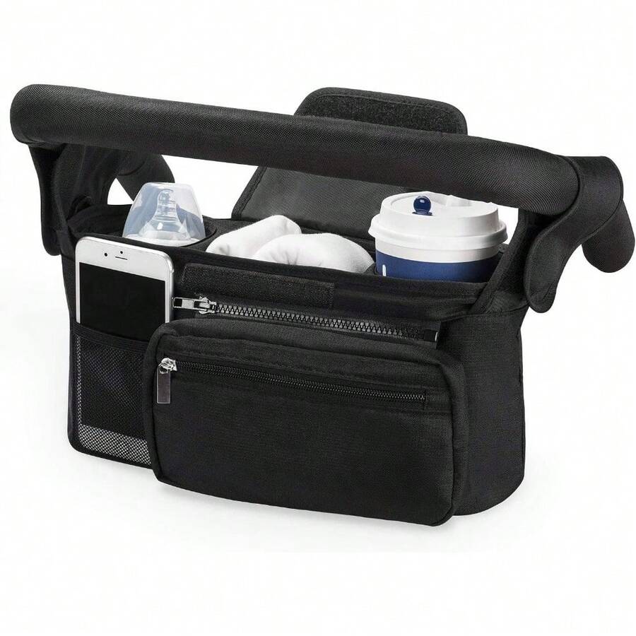 Tas Penyimpanan Serbaguna untuk Kereta Dorong Bayi dengan Tempat Gelas Terisolasi, Kantong Ponsel yang Dapat Dilepas, dan Tali Bahu, Cocok untuk Kereta Dorong Bayi, Payung, dan Kereta Dorong Hewan Peliharaan - MultiWarna - View 1