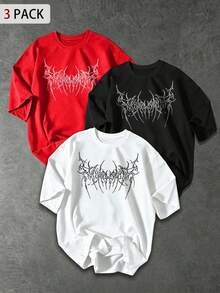 Sport MetroGents Men's Short Sleeve Thorn Print Sports T-Shirt, Summer Graphic Tees With Horror Designs, Band Tees, Custom Tees, Cam - 3 - 查看 1