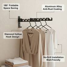 No-Drill Window Frame Hanging Drying Rack, Foldable Portable Indoor Clothes Drying Pole, Bedroom Balcony No-Nail Clothes Organizer Rack, Dorm Travel Portable 6-Hole Anti-Fall Drying Rack, Wind-Resistant Drying Holder - Multicolor - View 7