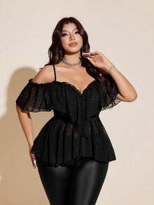 Viva Relle Camisa Sexy Talla Grande con Hombros Descubiertos y Espalda Descubierta - Morado - Ver 2