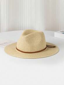 1 Pc Summer Sun Protection Straw Hat For Women, Sunshade For The Beach, Straw Hat For Outdoor Activities On The Sand, Panama Hat - Multicolor - View 10