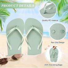 Unittype - 48 pares de chanclas a granel para invitados de boda, hotel, con tarjetas de tamaño y bolsas para boda, playa y piscina - Blanco, verde claro - Ver 5