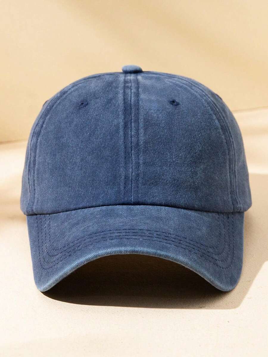Men's Solid Baseball Cap, Casual - Navy Blue - View 1