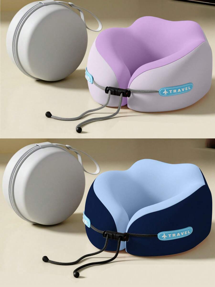 1/2 piezas Almohada de cuello en forma de U de espuma de memoria, múltiples opciones, almohada portátil para siestas de viaje, almohada de cuello de rebote lento, esencial para siestas en la oficina, almohada de soporte de cuello para viajes en avión, desmontable y lavable a máquina, con bolsa de almacenamiento, soporte de cuello, almohada de viaje con soporte de rebote lento - Multicolor - Ver 1