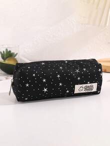 Polka Dot Cute Star Canvas Pencil Case, Simple Fresh Stationery Bag, Zipper Large Capacity Storage Bag, Pencil Box, Perfect For Back To School Stationery Supplies Organization And Storage - Single Piece - View 10