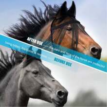 Máscara de protección completa para moscas de caballo con borlas ajustables, máscara facial transpirable de protección contra moscas para rancho y equitación, máscara de insectos para caballos - Multicolor - Ver 6
