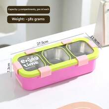 Kotak Bekal Bento Minimalis dari Baja Tahan Karat 304 dengan Kompartemen, Garpu dan Sendok, Kotak Makan Siang untuk Microwave - MultiWarna - View 15