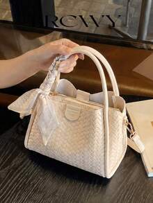 Women's Fashion Minimalist Business Commute White Handbag, Crossbody Shoulder Bag - White - View 4