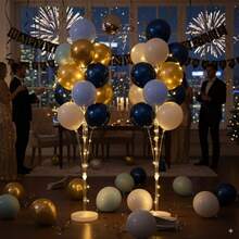 1 Set Balloon Tower Decoration Kit, Includes Stand, Base And String Lights, Eye-Catching Backdrop Decor, Suitable For Weddings, Birthday Parties And Bachelor Parties - Multicolor - View 4