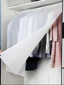 1pc Large Capacity PEVA Hanging Garment Dust Cover, Semi-Transparent Wardrobe Clothing Protector, Waterproof & Moisture-Proof, Suitable For Shirts, Dresses, Suits, Coats, Hanging Rod Cover, Bedroom Closet Storage, Dorm Essentials - View 1