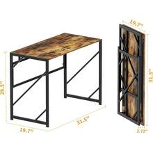 Elephance - Computadora Plegable para Oficina en Casa, Computadora de Estudio sin Montaje, Mesa Plegable para Espacios Pequeños - Marrón rústico - Ver 4