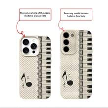 Funda de teléfono de TPU con patrón de notas de piano y lunares de encaje compatible con iPhone 17 Pro Max/17/16 Pro Max/15/13/12/11/S20 FE/A15/S24/A55/Note 11/Note 12/Note 13 Pro cobertura completa anti-caídas carcasa blanda protectora - Blanco - Ver 7