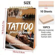 SUANGL Tattoo Practice Skin Notebook 1mm Thickness 10 Sheets Flexible Silicone Simulated Skin Portable Pocket Size Tattoo Training Practice Skin Suitable For Pattern Transfer And Needle Technique Practice - Multicolor - View 3