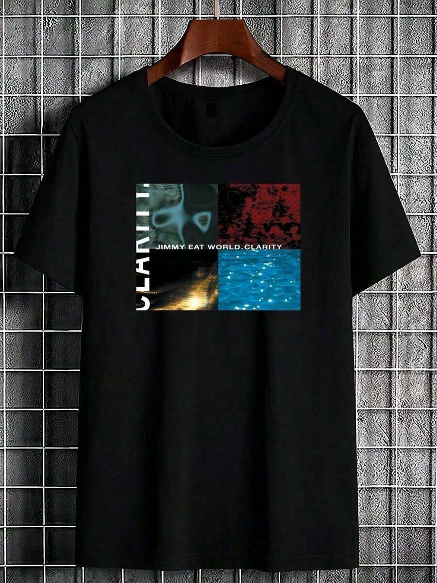 Jimmy Eat World Clarity Album Logo T-Shirt - Iconic Logo And Song Titles - Unisex Urban Casual Style T-Shirt - Soft And Breathable Casual Wear With Design - 黑色 - 查看 1