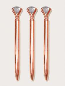 Rhinestone Large Crystal Shiny Metal Ballpoint Pen, Rose Gold Guest Signature Pen, Wedding Decor Supplies, Bridal Decor Supplies, Bachelorette Party Supplies, Wedding Table Decor. Gold Diamond Pen, Shiny Diamond Gemstone Pen, Decorative Gift, Large Diamond Pen Metal Ballpoint Pen Promotional Pen High-End Signature Pen Gift Pen Crystal Diamond Pen, Gift For Women Bridesmaids And Colleagues. - Multicolor - View 17