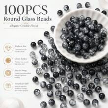 60pcs/100pcs 8mm Dual-Color Gradient Crackle Glass Beads, Cracked Texture Aesthetic Beads, Loose Pre-Drilled Round Beads For Handmade Crafts, Suitable For Jewelry Making, DIY Bracelets, Phone Chains, Necklaces, Earrings, Keychains, Bag Accessories And More - Multicolor - View 9