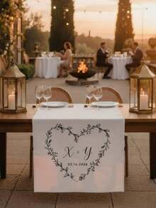 Customized Personalized Wedding Table Runner & Welcome Banner, Suitable For Weddings, Receptions, Ceremonies, Woven Fabric, Customizable Text, Rectangular Table Decor, Suitable For Outdoor Events, Name/Date/Phrase Decoration - Multicolor - View 8