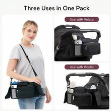 Tas Penyimpanan Serbaguna untuk Kereta Dorong Bayi dengan Tempat Gelas Terisolasi, Kantong Ponsel yang Dapat Dilepas, dan Tali Bahu, Cocok untuk Kereta Dorong Bayi, Payung, dan Kereta Dorong Hewan Peliharaan - MultiWarna - View 3