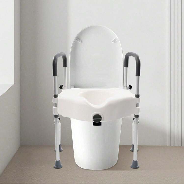 Adjustable Standing Frame Toilet Seat Raiser For Elder Disable With Arm - 1 - View 3