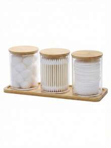 Caja de almacenamiento de bastoncillos de algodón acrílica - Caja de almacenamiento de hilo dental y bastoncillos de algodón con tapa de bambú y bandeja de bambú - Multicolor - Ver 18