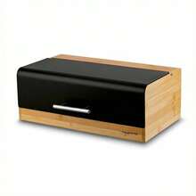 LARGE BAMBOO BREAD BOX WOODEN BAKERY ROLL STORAGE Container Length: 36 Cm Width: 20 Cm Height: 13.5 Cm - View 5
