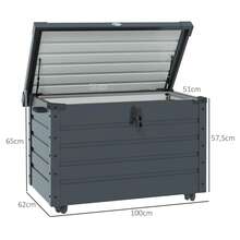Garden Storage Box On Wheels With Lock And Handle, Ideal For Balcony And Terrace, 100 X 62 X 65 Cm, Dark Grey - A - 查看 7