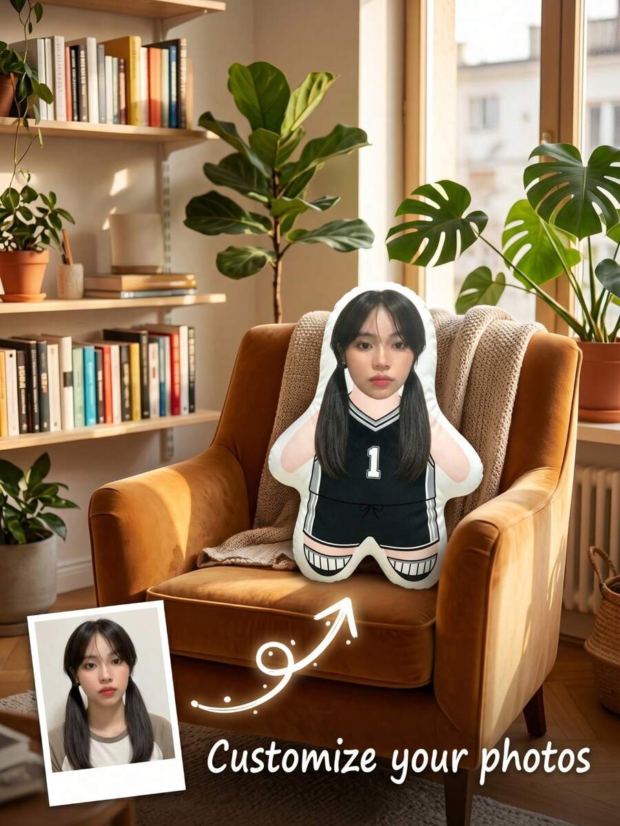 Customized Personalized Team-Shaped Plush Pillow Doll, Upload Your Photo, Personalized Gift, Sports Team Couple Gift, Birthday Surprise Gift For Team Enthusiasts, Fashionable, Colorful, Cute And Minimalist - Multicolor - View 1