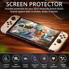 Protetor de Tela de Vidro Temperado com Cobertura Total para Console Switch/Switch OLED/New Switch 2(2025)/Switch Lite, Anti-Arranhões e Anti-Queda - Visão 2